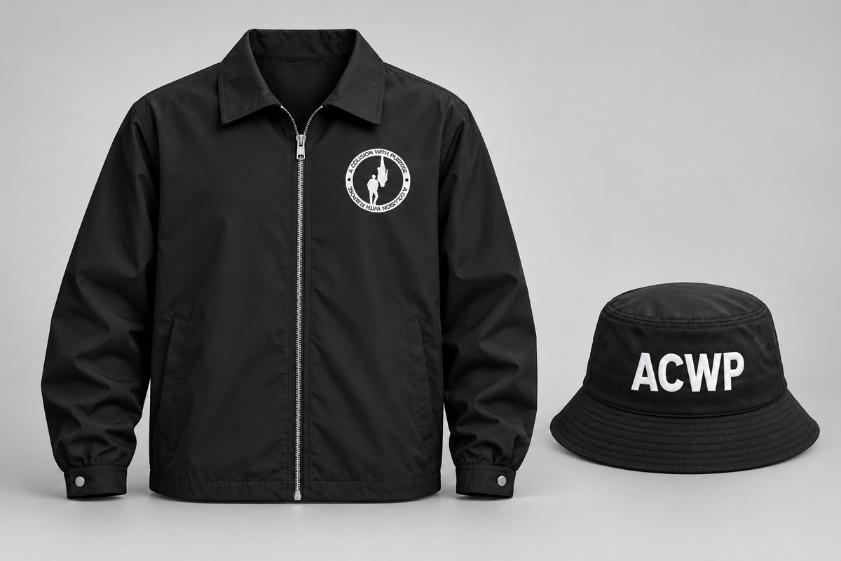 Black ACWP bucket hat and zip-front jacket; sold separately